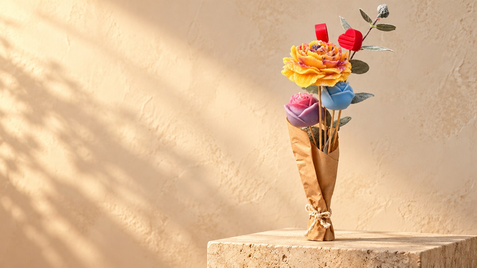 Ivory Flame candle flower bouquet